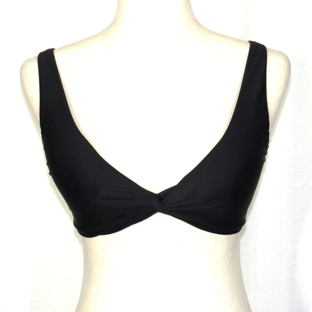 Halara Black Deep V Twist Front Padded Bikini Swim Top Size Small - Picture 8 of 10